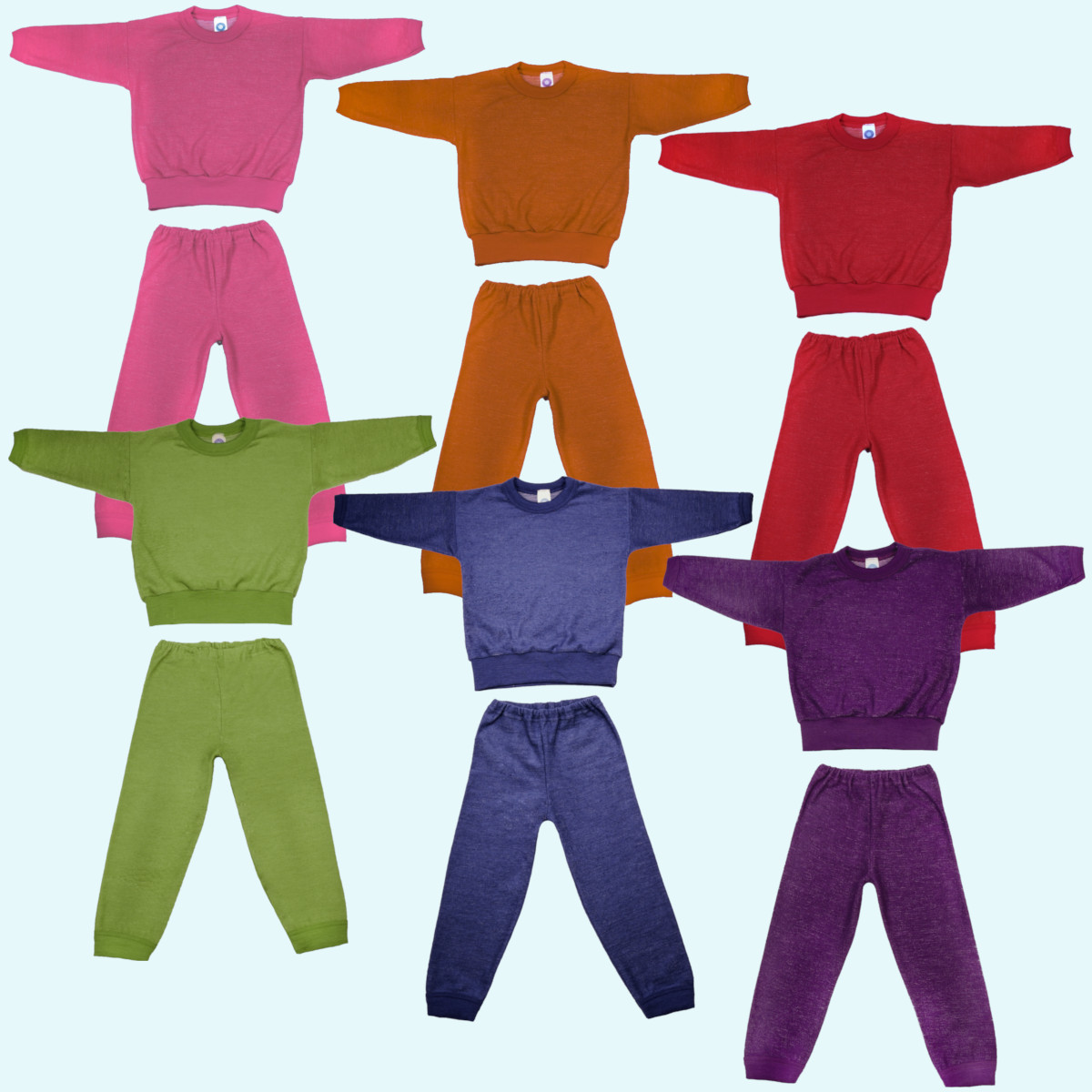 Warmer Winter Wollfrottee Kinder Schlafanzug zweiteilig Cosilana Warmer Kinder Wollfrottee Schlafanzug-Pyjama lang zweiteilig für Jungen & Mädchen aus BIO merino Schurwolle von Cosilana - ideal im Winter GOTS