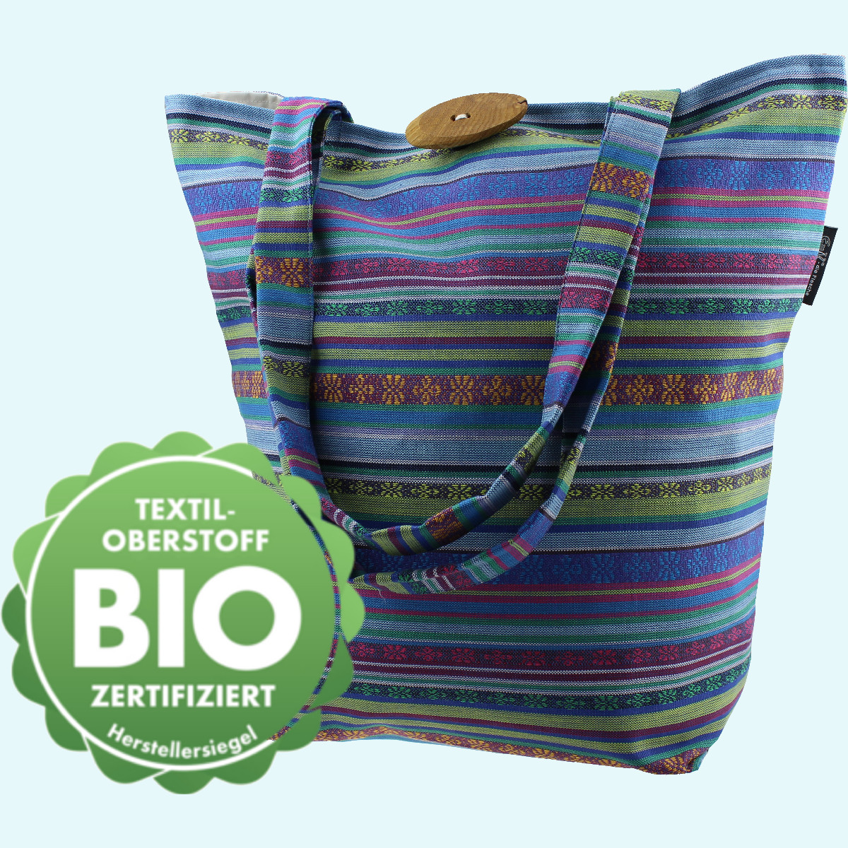 Schöne nachhaltige emil Shopper Tasche aus Bio Baumwolle Schöne & nachhaltige emil Shopper Tasche - stabile Einkaufstasche aus 100% BIO Baumwolle mit Verschluss und Innenfächern