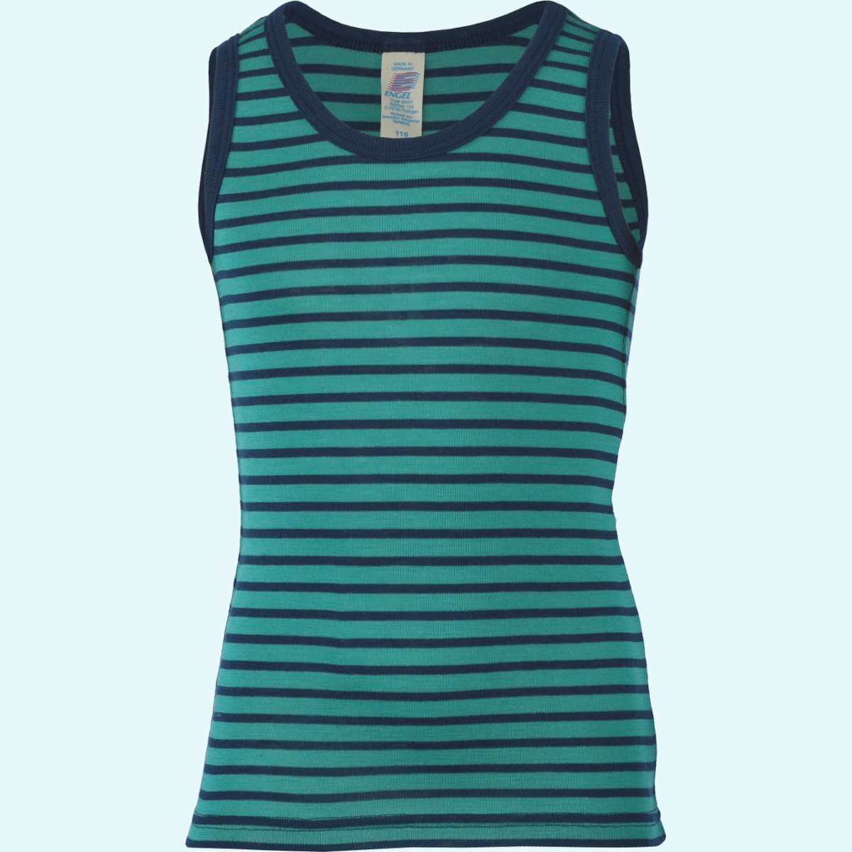 Kuscheliges Engel Kinder Achselhemd aus Merino Wolle/Seide Engel Jungen & Mädchen Achselhemd - Unterhemd ohne Arm geringelt aus BIO merino Schurwolle/Seide - Sommer & Winter GOTS