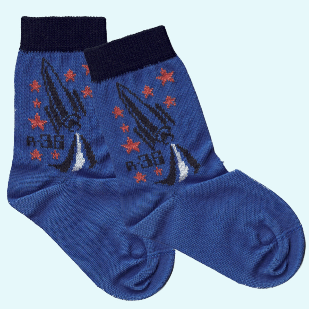 🚀 Blaue Socken für Jungen aus Bio Baumwolle 🚀 - Grödo mit Rakete Blaue Socken für Jungen aus Bio Baumwolle von Grödo - mit Rakete
