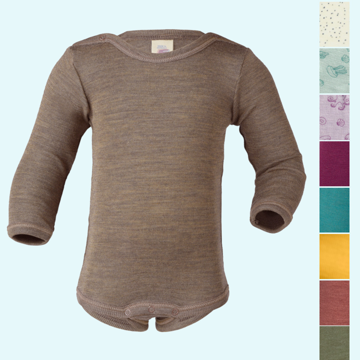 Traumhafter Engel Baby Body langarm aus merino Wolle Seide Kuscheliger Engel Baby Body langarm einfarbig aus BIO merino Schurwolle/Seide mit Druckknöpfen - ideal im Winter & bei empfindlicher Haut GOTS