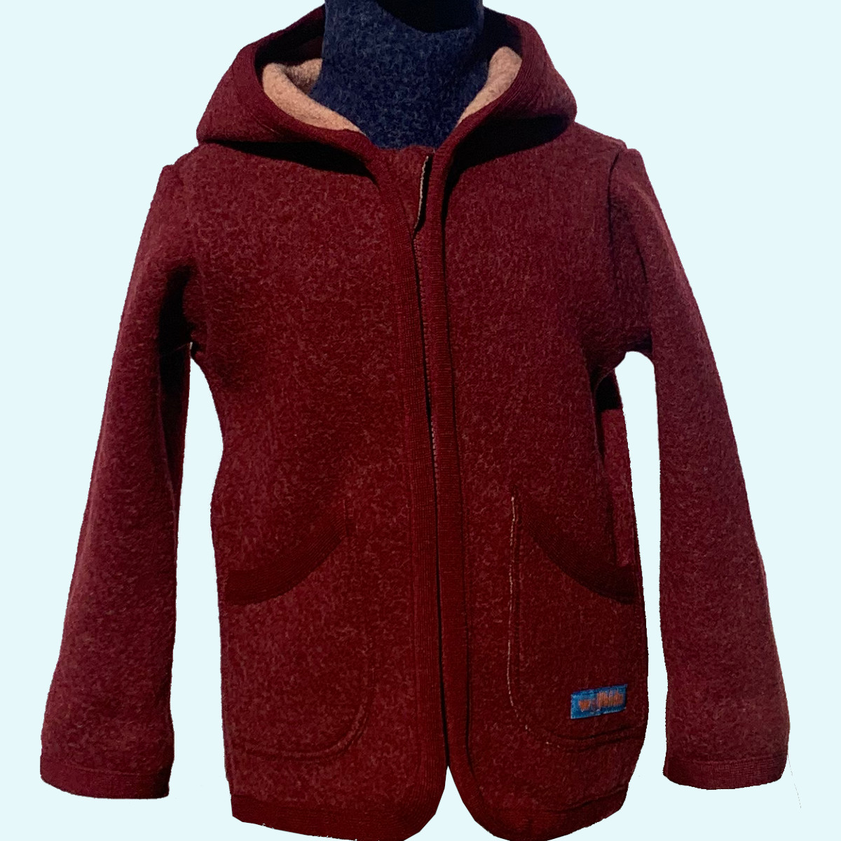 Wollkids Kinder Wollwalkjacke doubleface 100% Merinowolle mit Reißverschluss & Kapuze