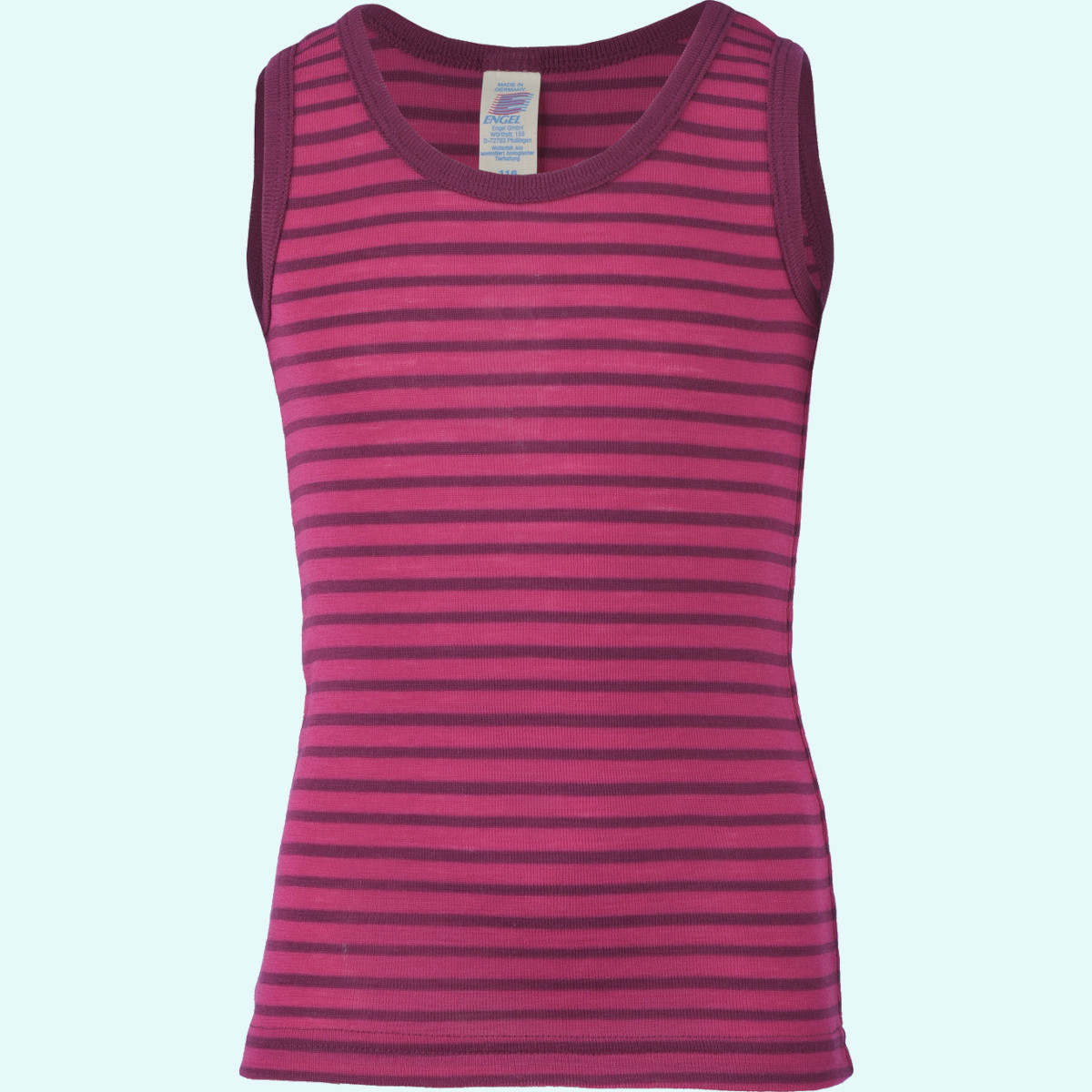 Kuscheliges Engel Kinder Achselhemd aus Merino Wolle/Seide Engel Jungen & Mädchen Achselhemd - Unterhemd ohne Arm geringelt aus BIO merino Schurwolle/Seide - Sommer & Winter GOTS