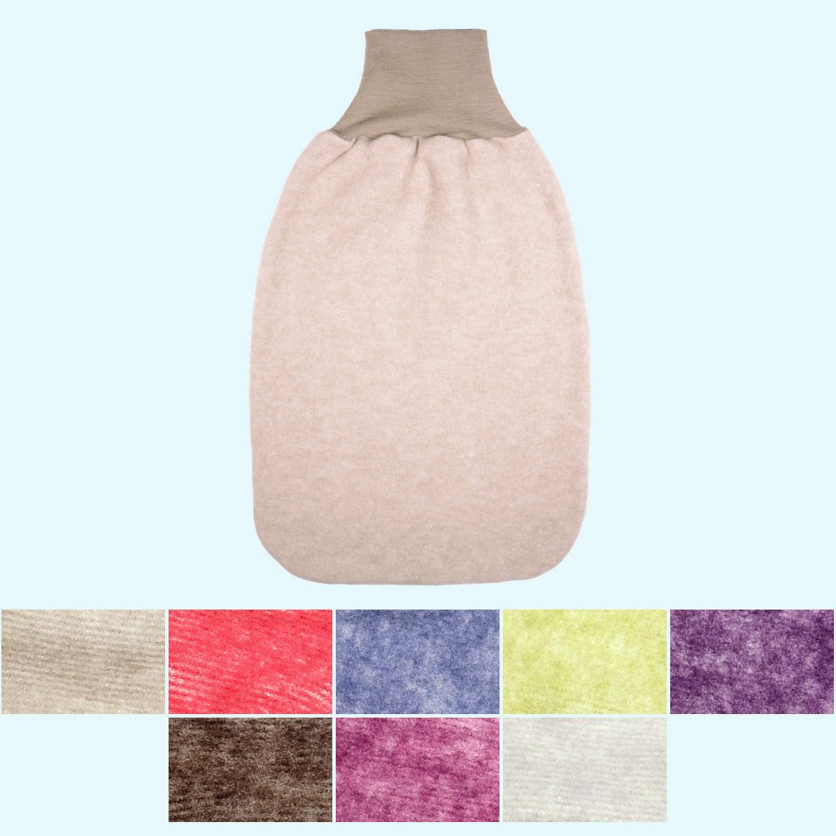 Baby Strampelsack Wollfleece uni GOTS - komfortabel weich gebettet