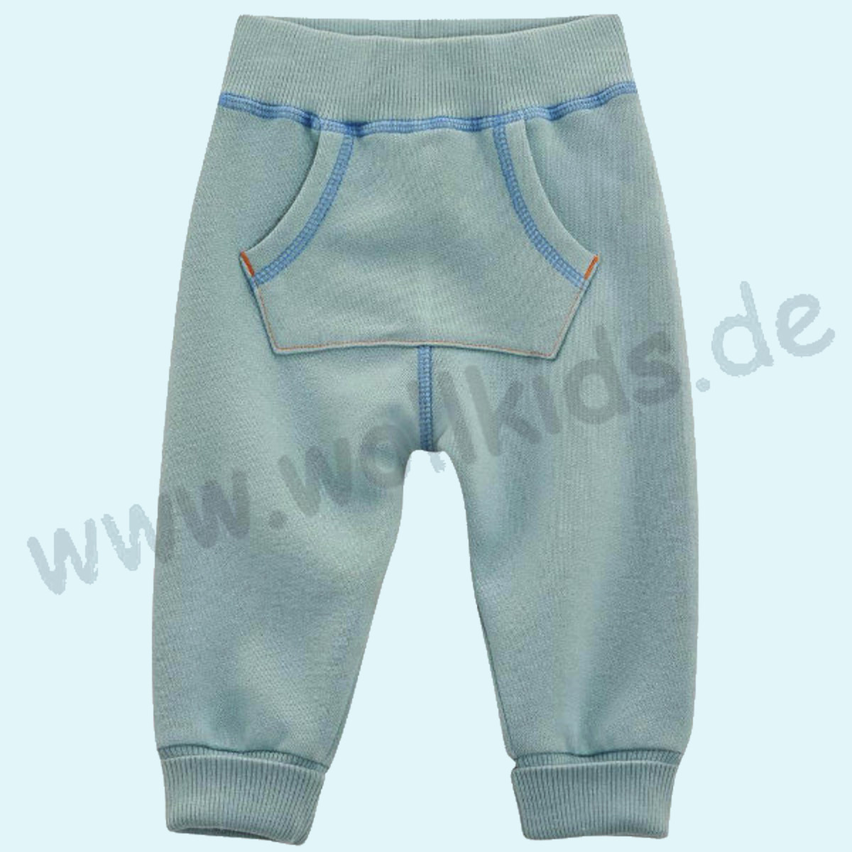 Kuschelige Baby Sweathose aus 100% BIO Baumwolle - Living Crafts blau Baby Sweathose aus 100% BIO Baumwolle von Living Crafts - Farbe Pumphose blau