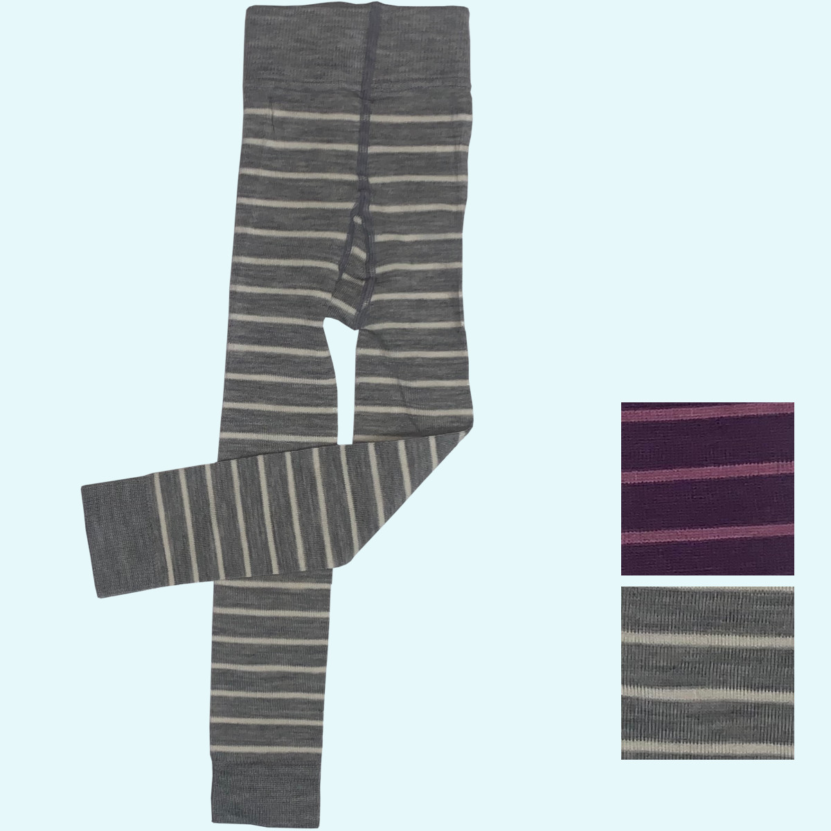 Weiche & warme Leggings aus BIO Schurwolle & Baumwolle - geringelt