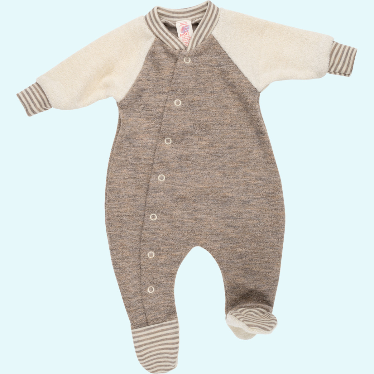 Kleidung für Frühchen ab gr. 44 Frühchen Baby Schlafanzug Wollfrottee walnuss IVN BEST